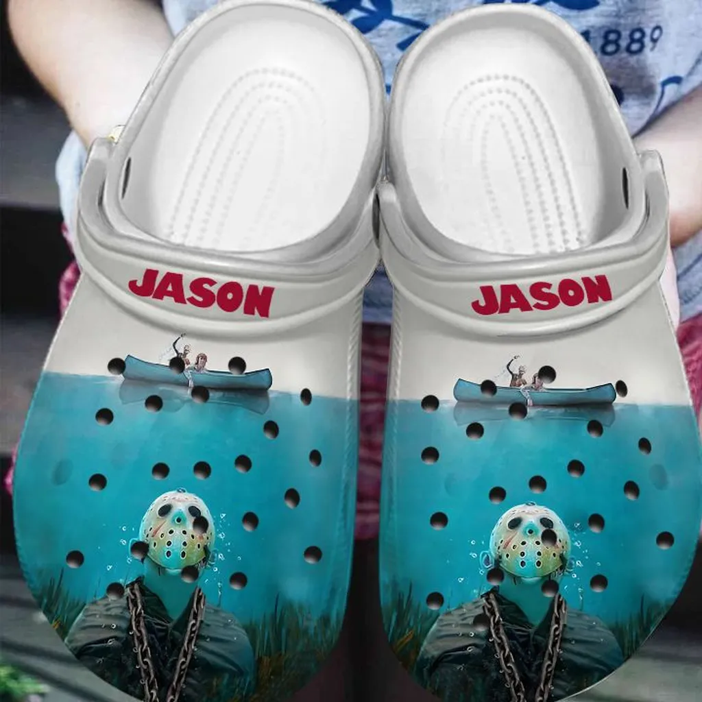 Custom Jason Voorhees In The Ocean Crocs Crocband Clogs