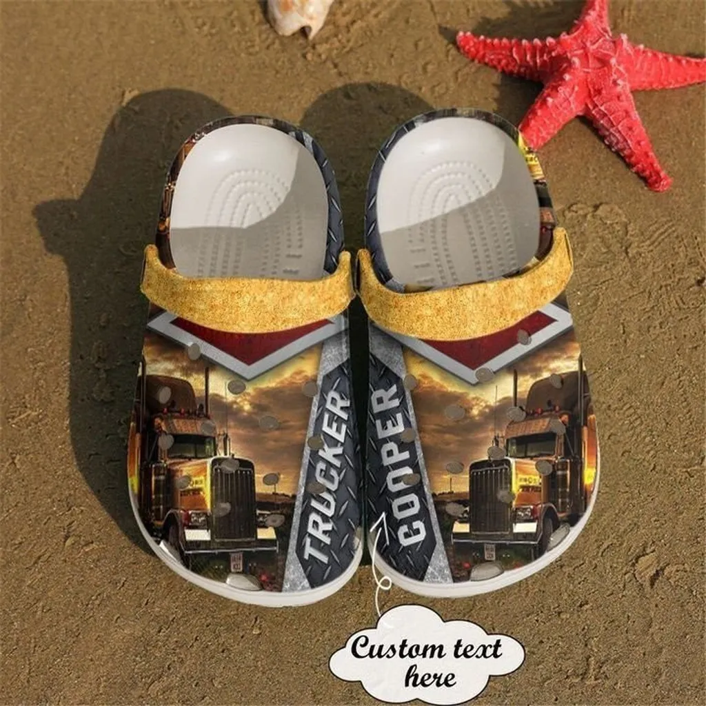 Custom Name Amazing Trucker Iron Pattern Clogs