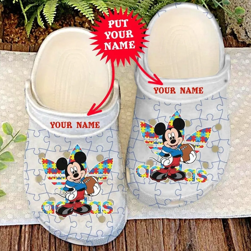 Custom Name Autism Awareness Crocs Mickey Cute Disney Crocband Clog