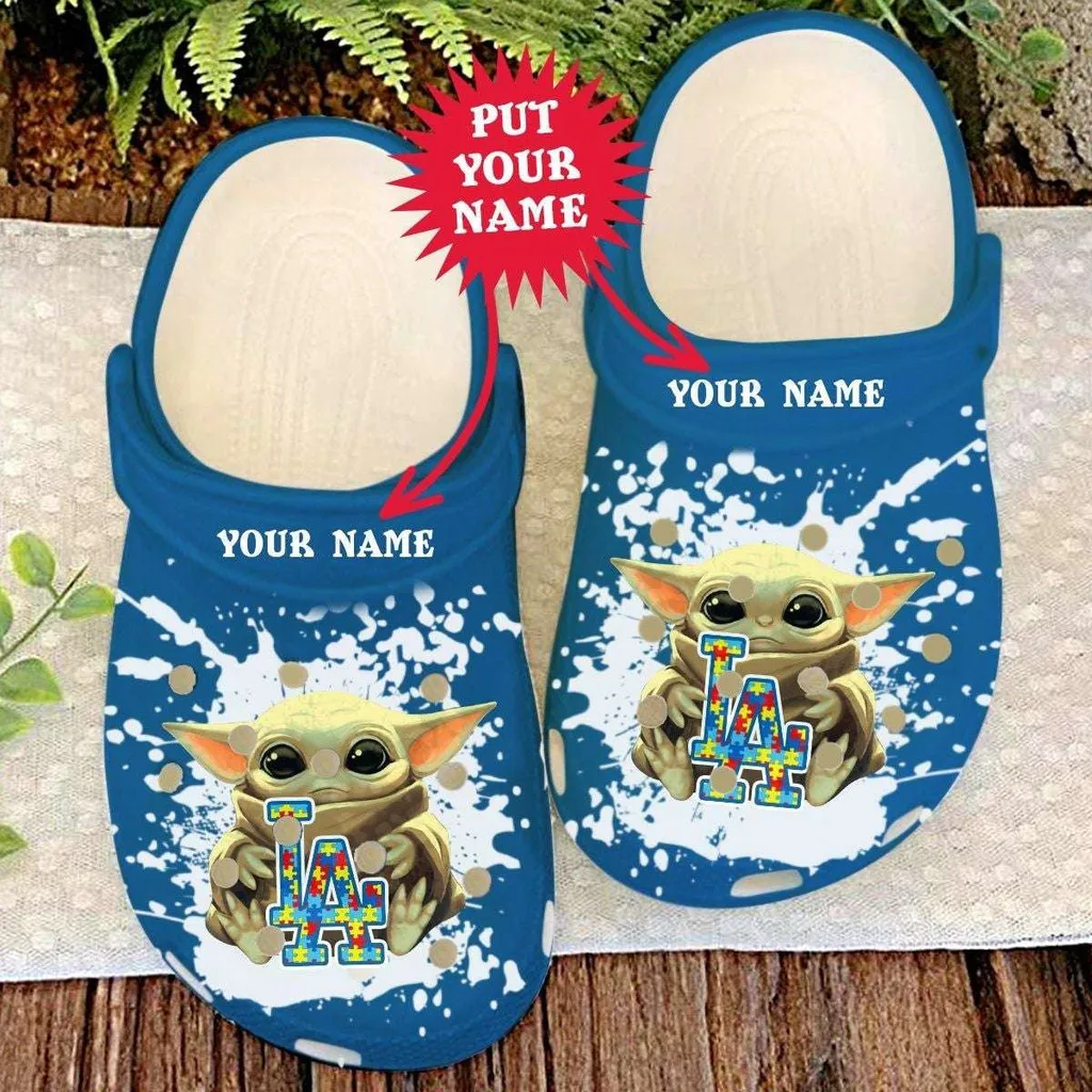 Custom Name Autism Awareness Day Baby Yoda La Puzzle Pieces Crocs Crocband Clog