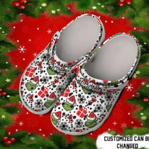 Custom Name Black White The Grinch Christmas Gift Clogs