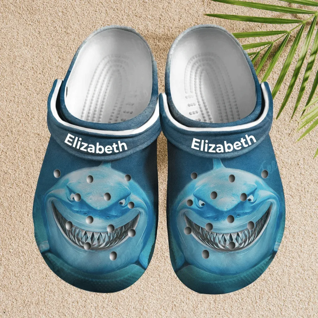 Custom Name Blue Shark Clogs