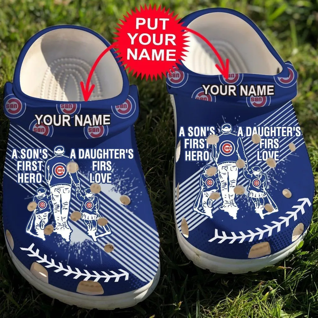 Custom Name Dad And Son Daughter Mlb Chicago Cubs Rubber Crocs Clog