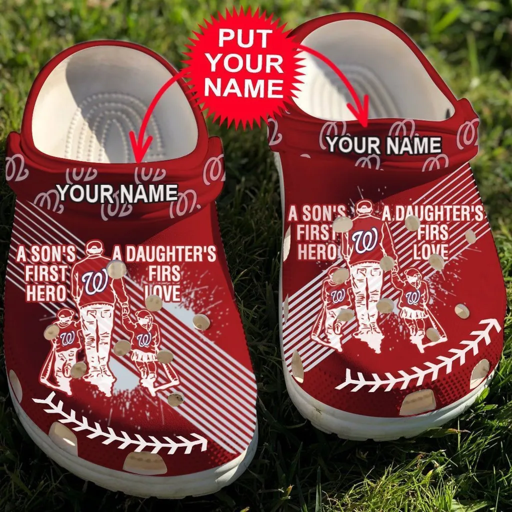 Custom Name Dad And Son Daughter Mlb Washington Nationals Rubber Crocs