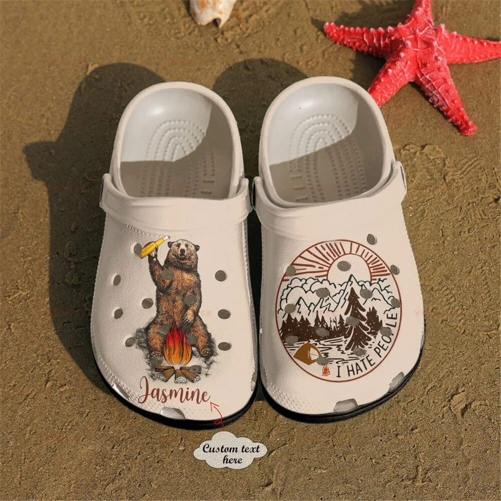 Custom Name I Hate People Camping Gift For Lover Rubber Crocs Clog