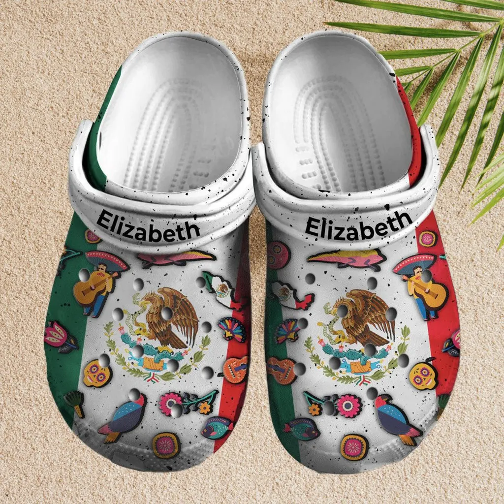 Custom Name Mexico Symbols Clogs