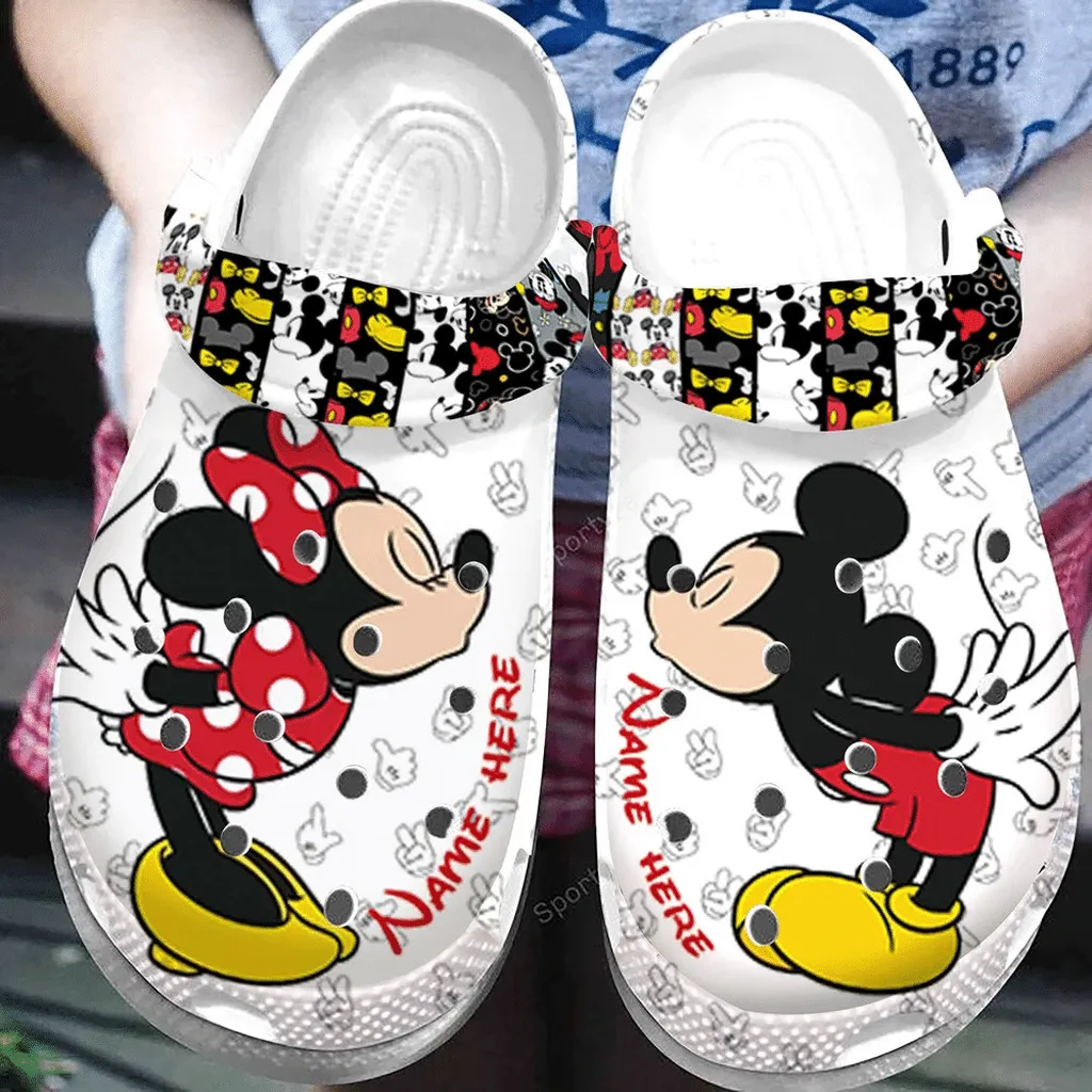 Custom Name Mickey Minnie Love Couple Clogs