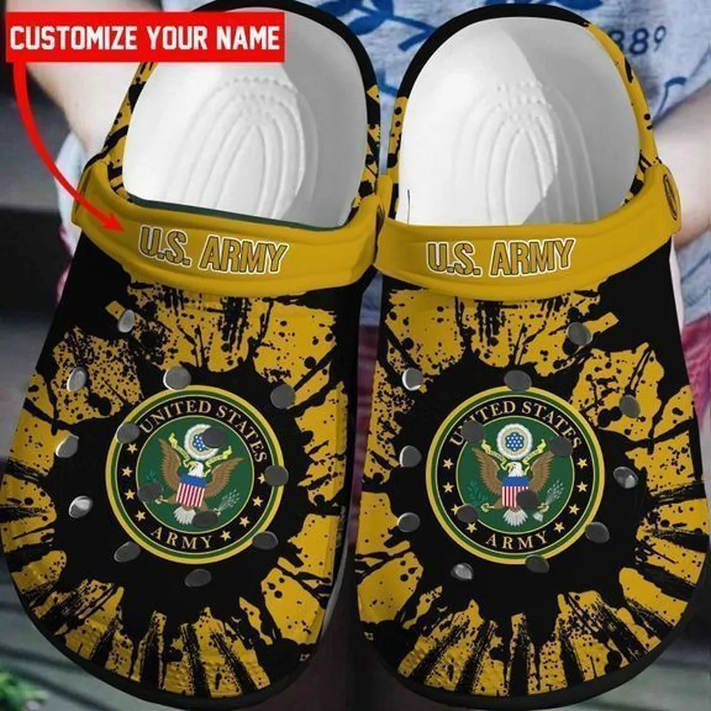 Custom Name Nice Us Army Rubber Crocs Clog