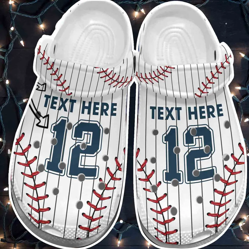 Custom Name Number Cool White Baseball Clogs