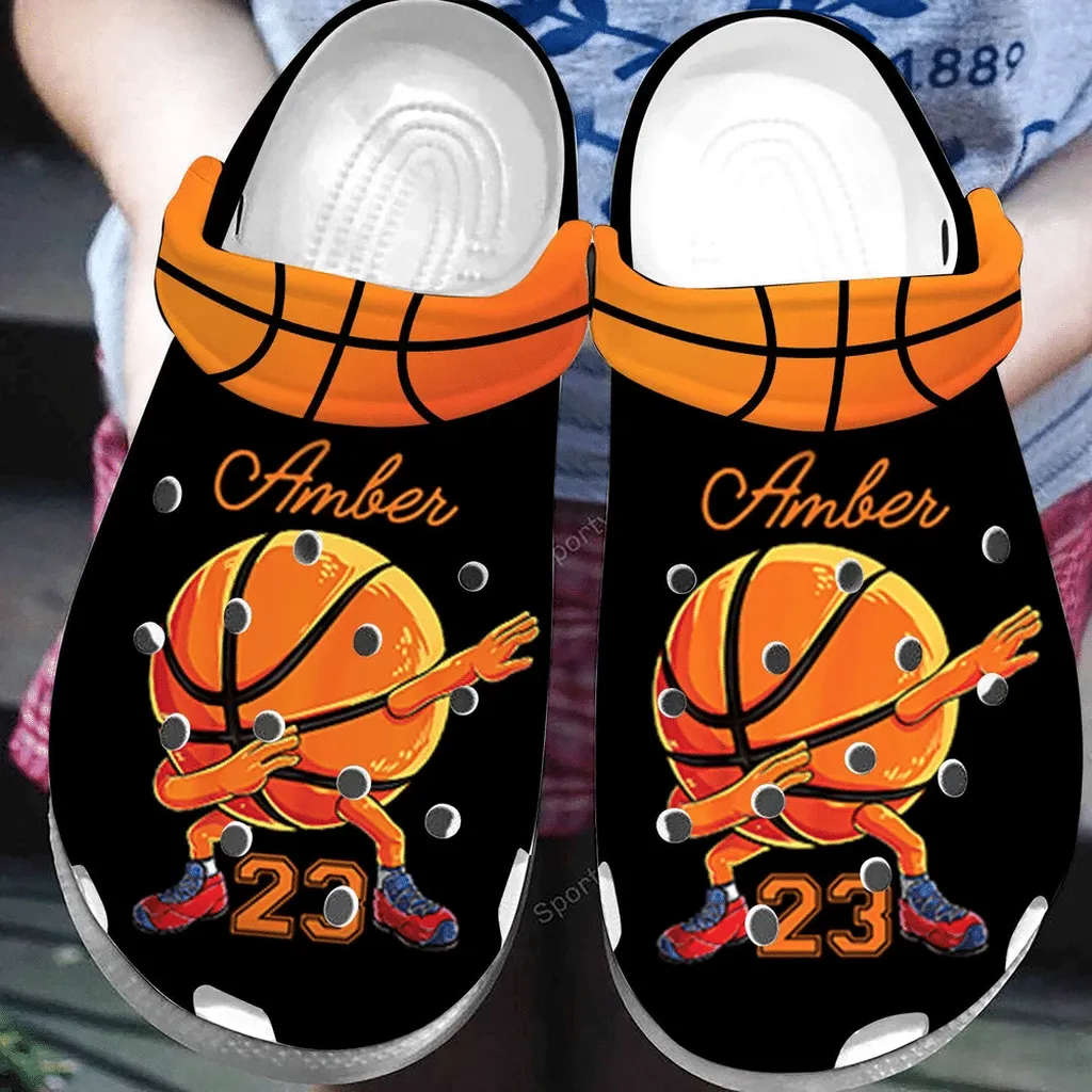 Custom Name Number Funny Basketball Dab Clogs