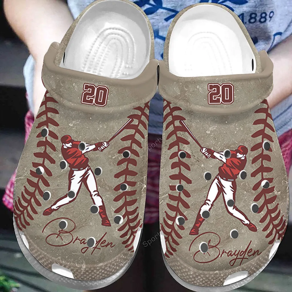 Custom Name Number Vintage Baseball Player Clogs