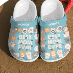 Custom Name Paw Crocs Best Mom Ever Rubber Crocs Clog