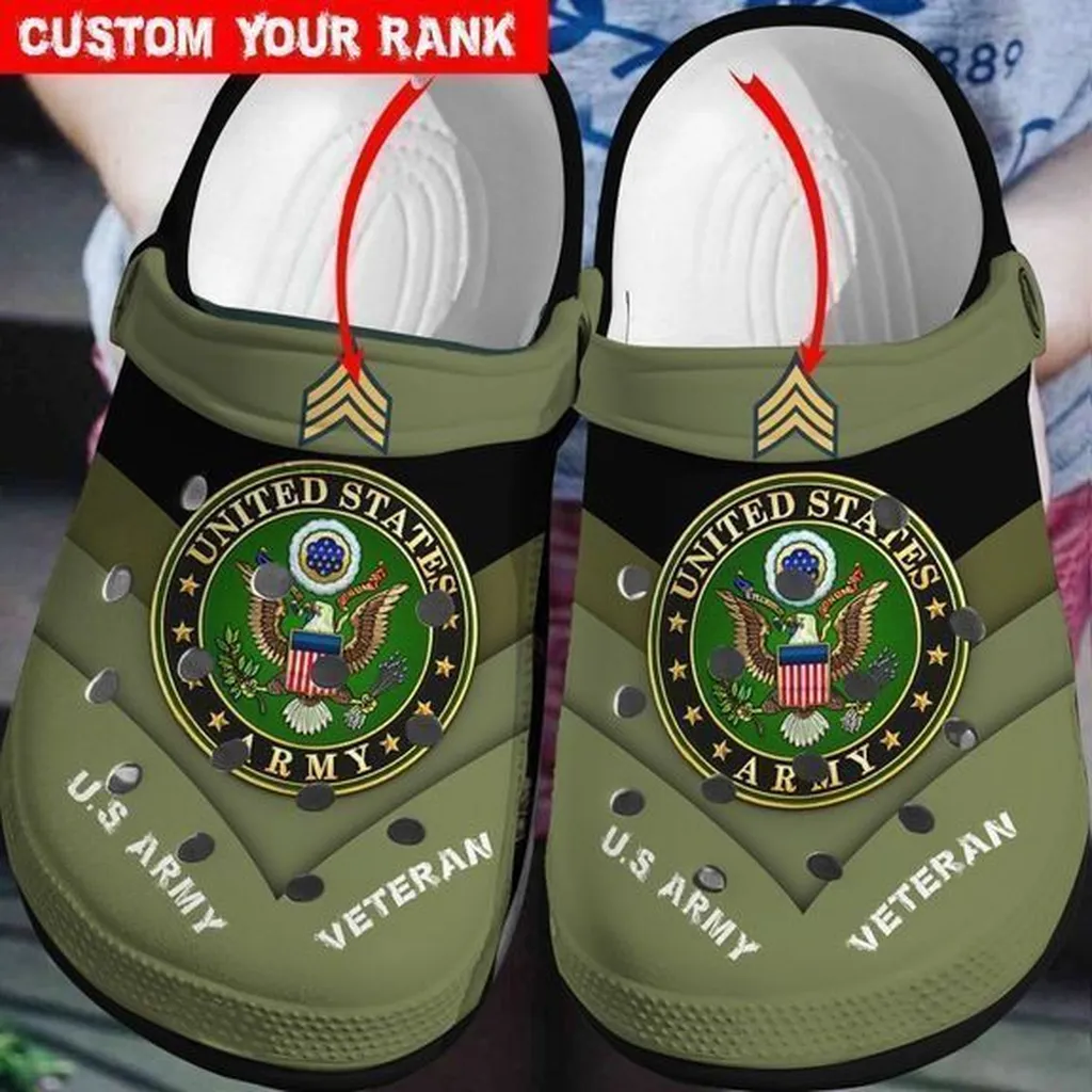 Custom Name Perfect Gift Us Army Rubber Crocs Clog