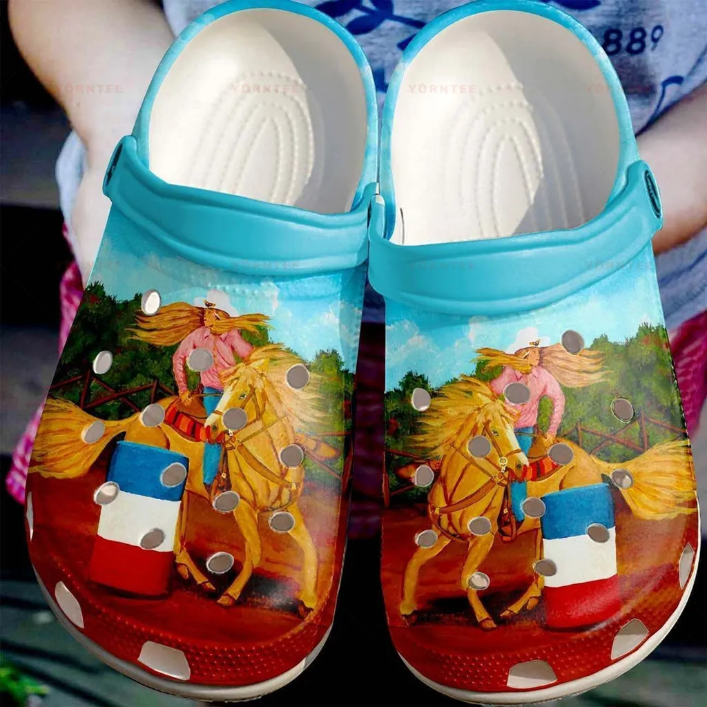 Custom Name Racinggirl And Her Horse Gift For Lover Rubber Crocs Clog