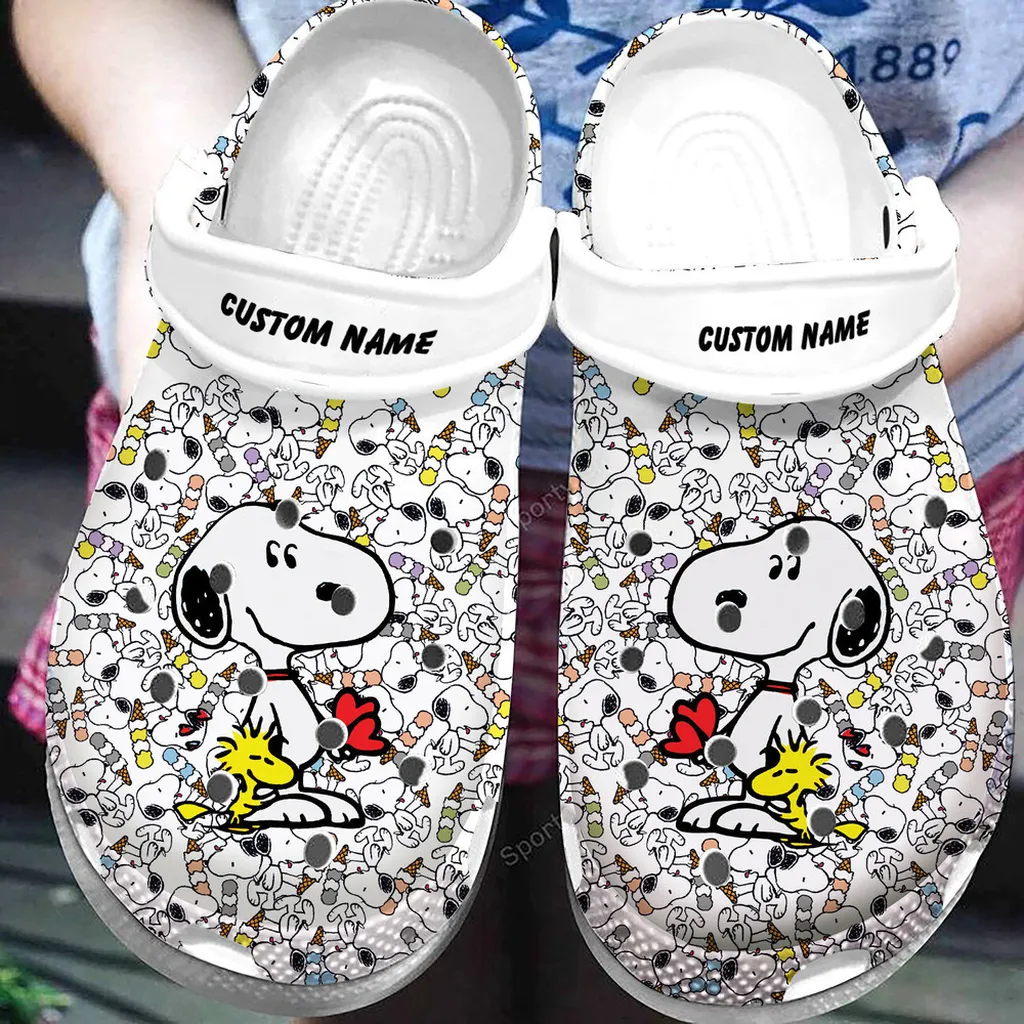 Custom Name Snoopy White Clogs