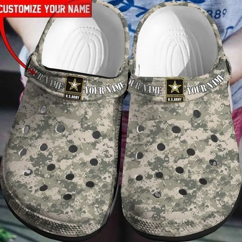 Custom Name The Best Us Army Camo Rubber Crocs Clog