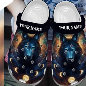 Custom Name Wolf Bohemian Crocs 6 Rubber Crocs Clog