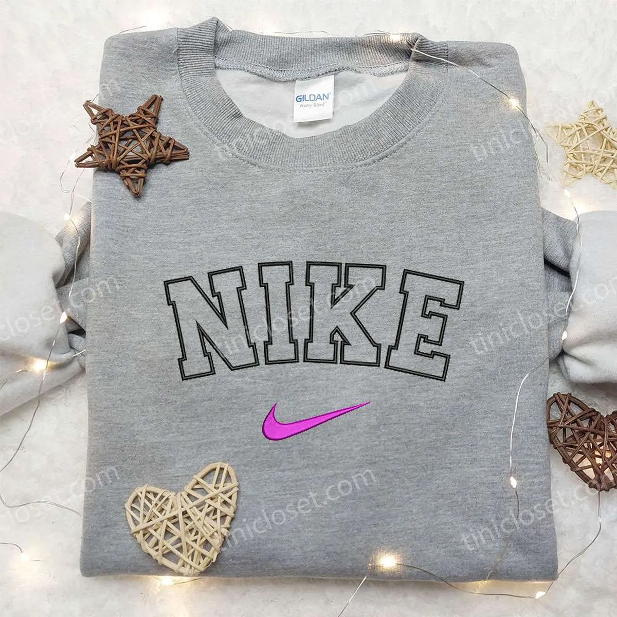 Custom Nike Swoosh Embroidered Sweatshirt, Nike Inspired Embroidered Shirt, Best Birth Day Gift Ideas