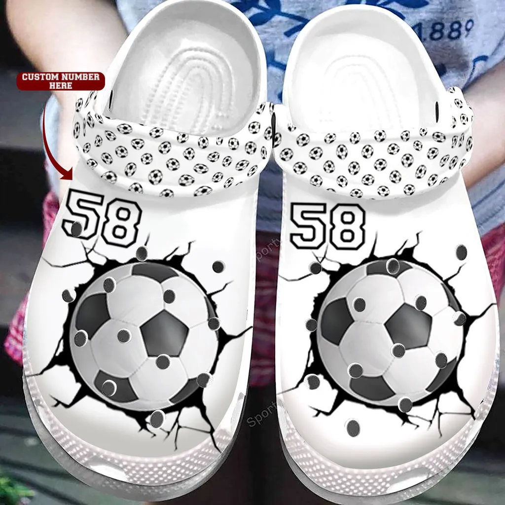 Custom Number Soccer Ball Break The Wall White Clogs