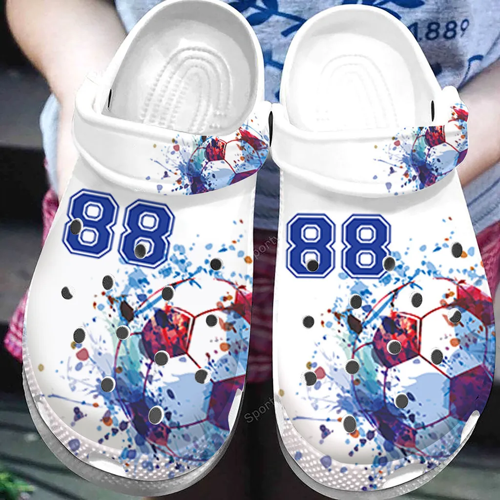 Custom Number Watercolor Soccer Ball Clogs