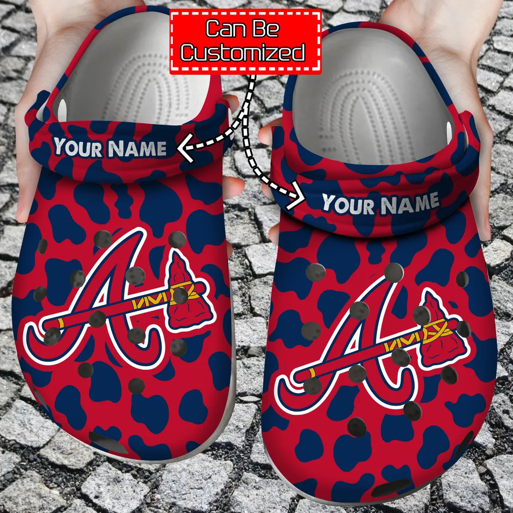 Custom Team Logo  Name Baseball Cow Animal Print New Crocs Style Clog