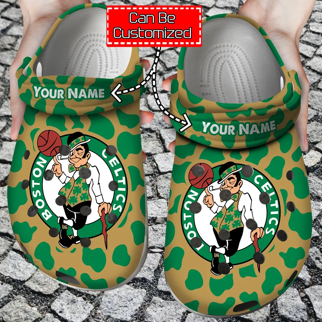 Custom Team Logo  Name Basketball Cow Animal Print New Crocs Style Clog