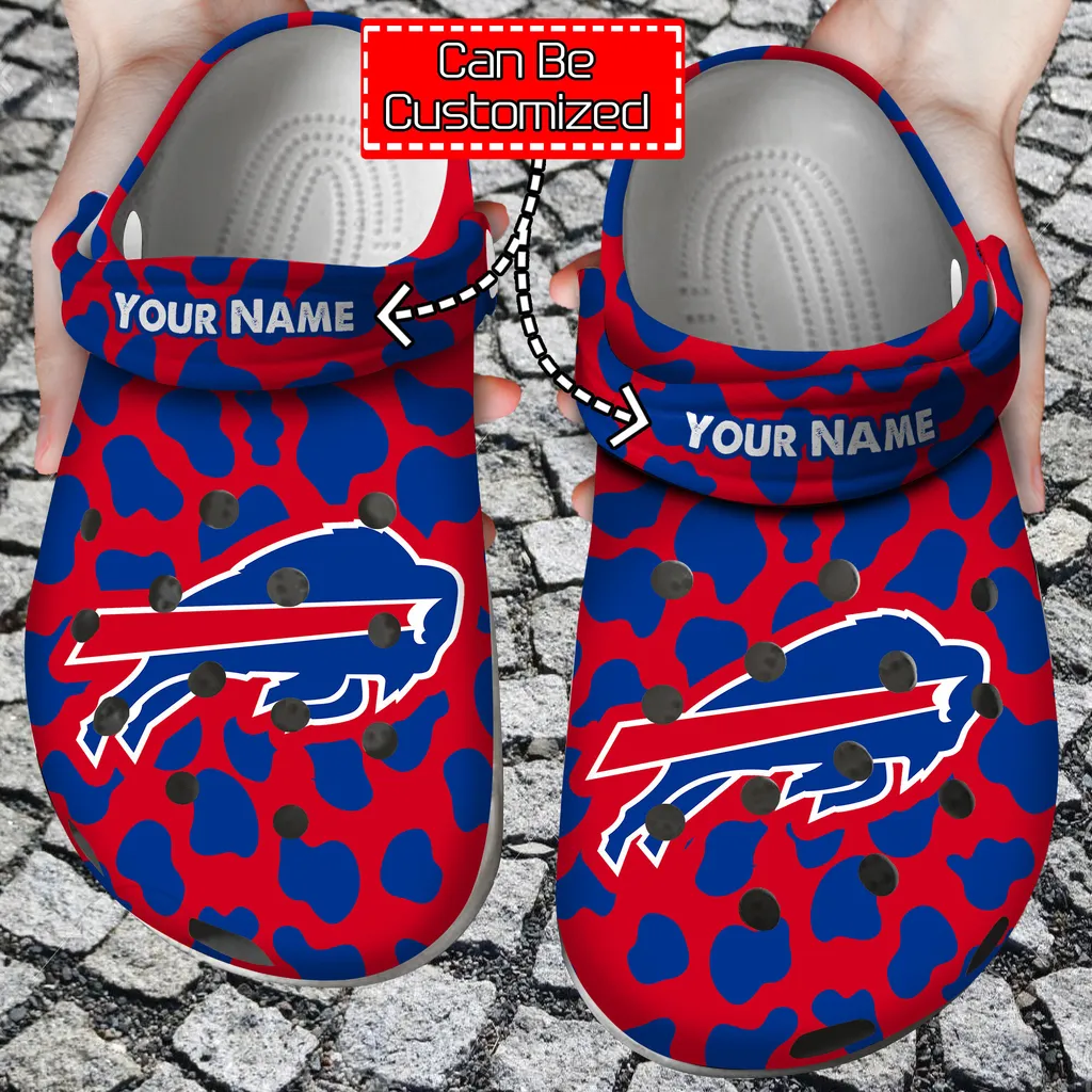 Custom Team Logo  Name Football Cow Animal Print New Crocs Style Clog