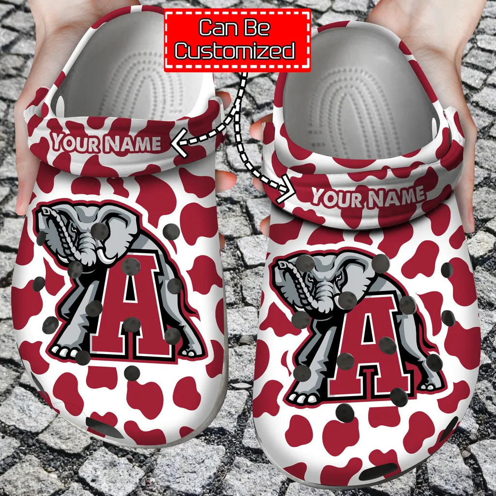 Custom Team Logo  Name Sport Basketball University Cow Animal Print New Crocs Style Clog