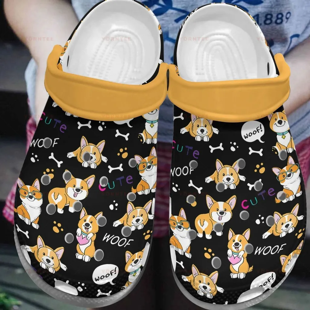 Cute Corgi 2 Gift For Lover Rubber Crocs Clog