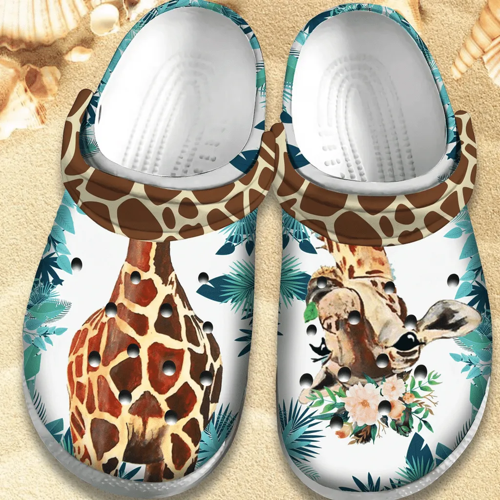 Cute Giraffe Tropical Gift For Lover Rubber Crocs Clog