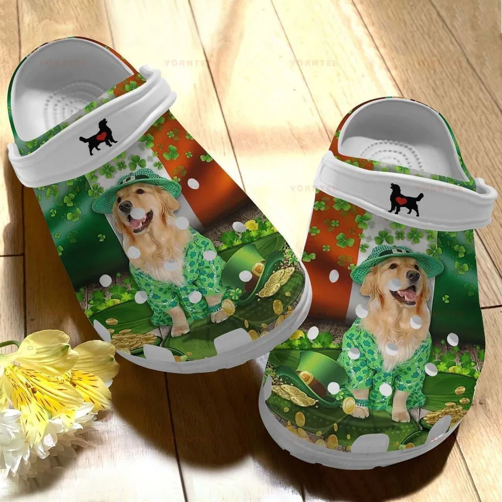 Cute Golden Retriever 5 Gift For Lover Rubber Crocs Clog