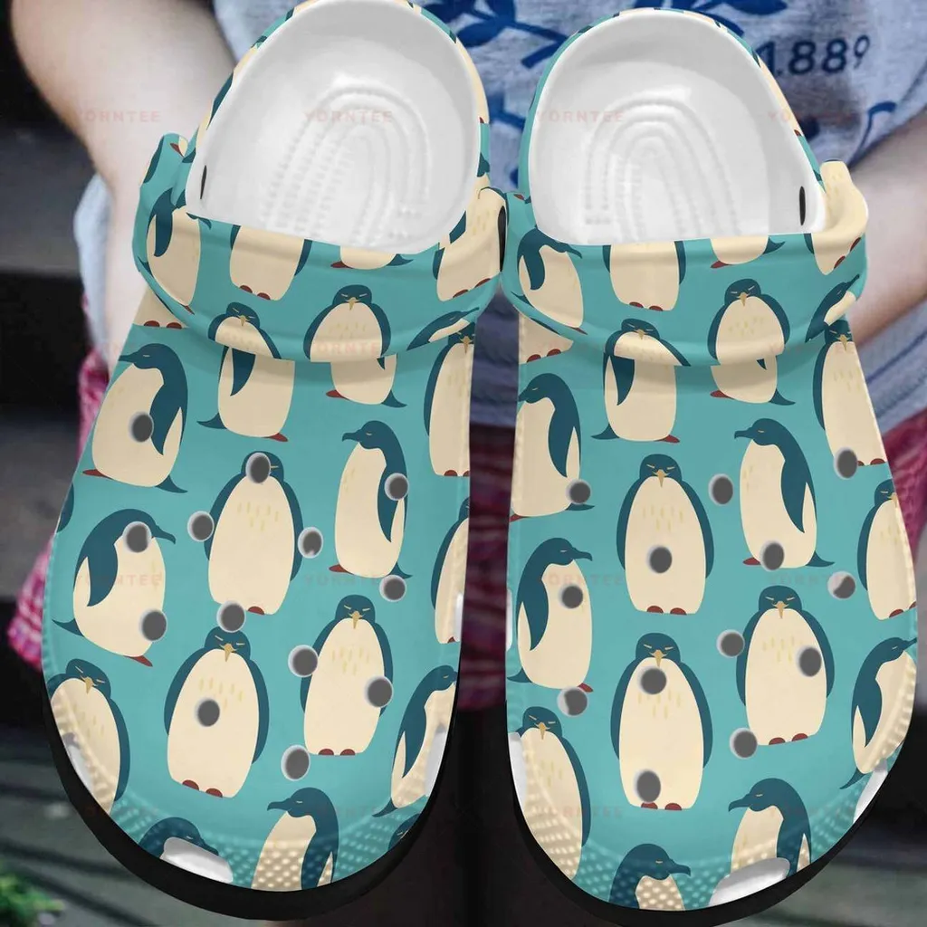 Cute Green Penguin Blue Gift For Lover Rubber Crocs Clog