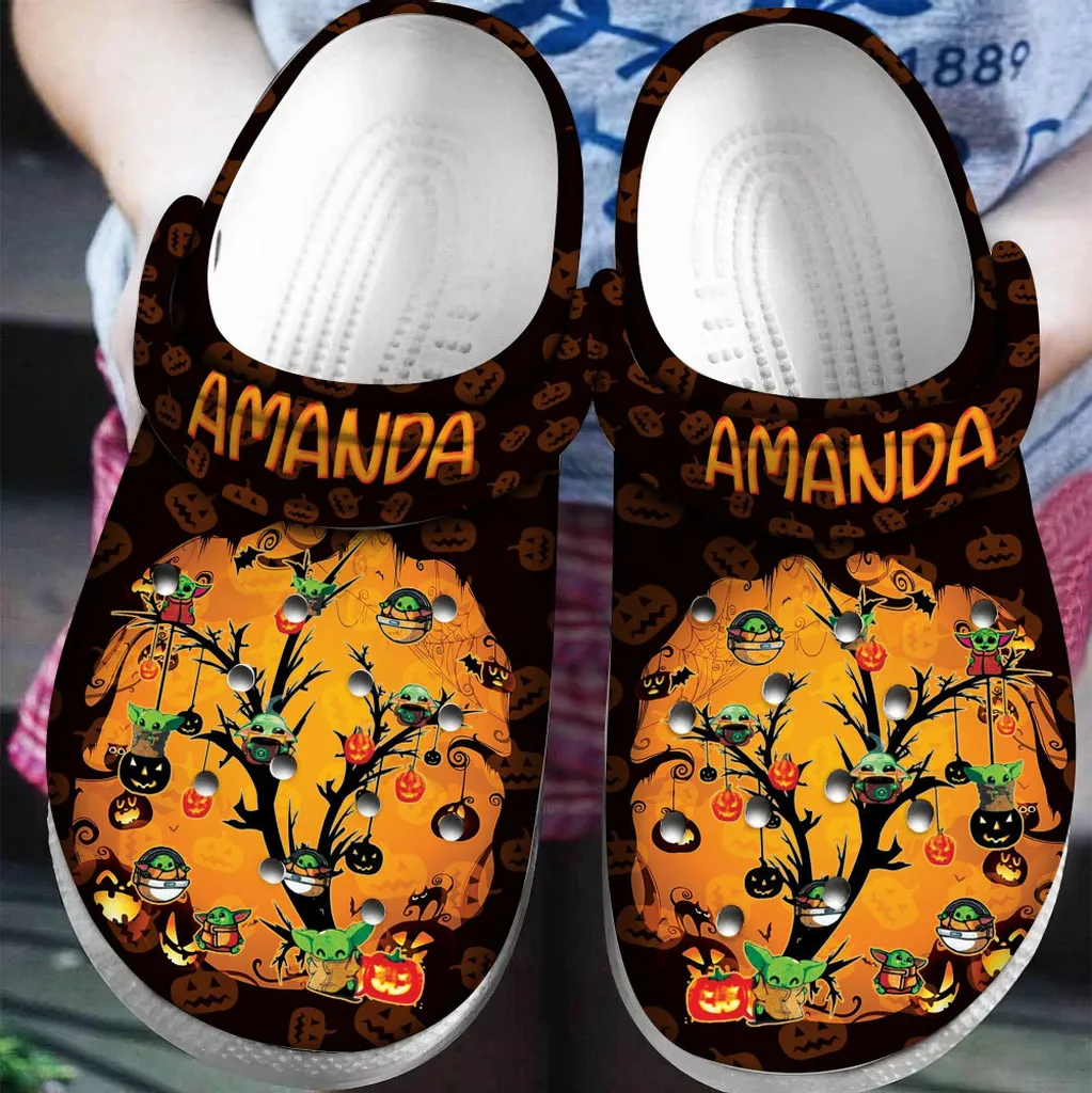 Cute Halloween Tree Grogu Rubber Crocs Clog