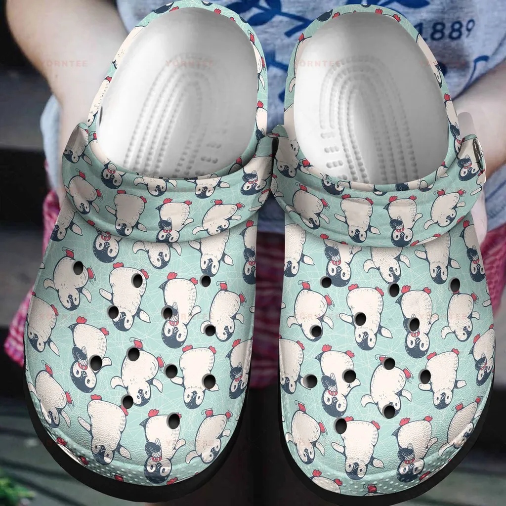 Cute Penguin Pattern 5 Gift For Lover Rubber Crocs Clog