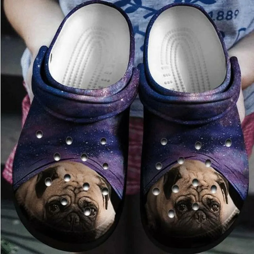 Cute Pug Galaxy Personalized 12 Gift For Lover Rubber Crocs Clog