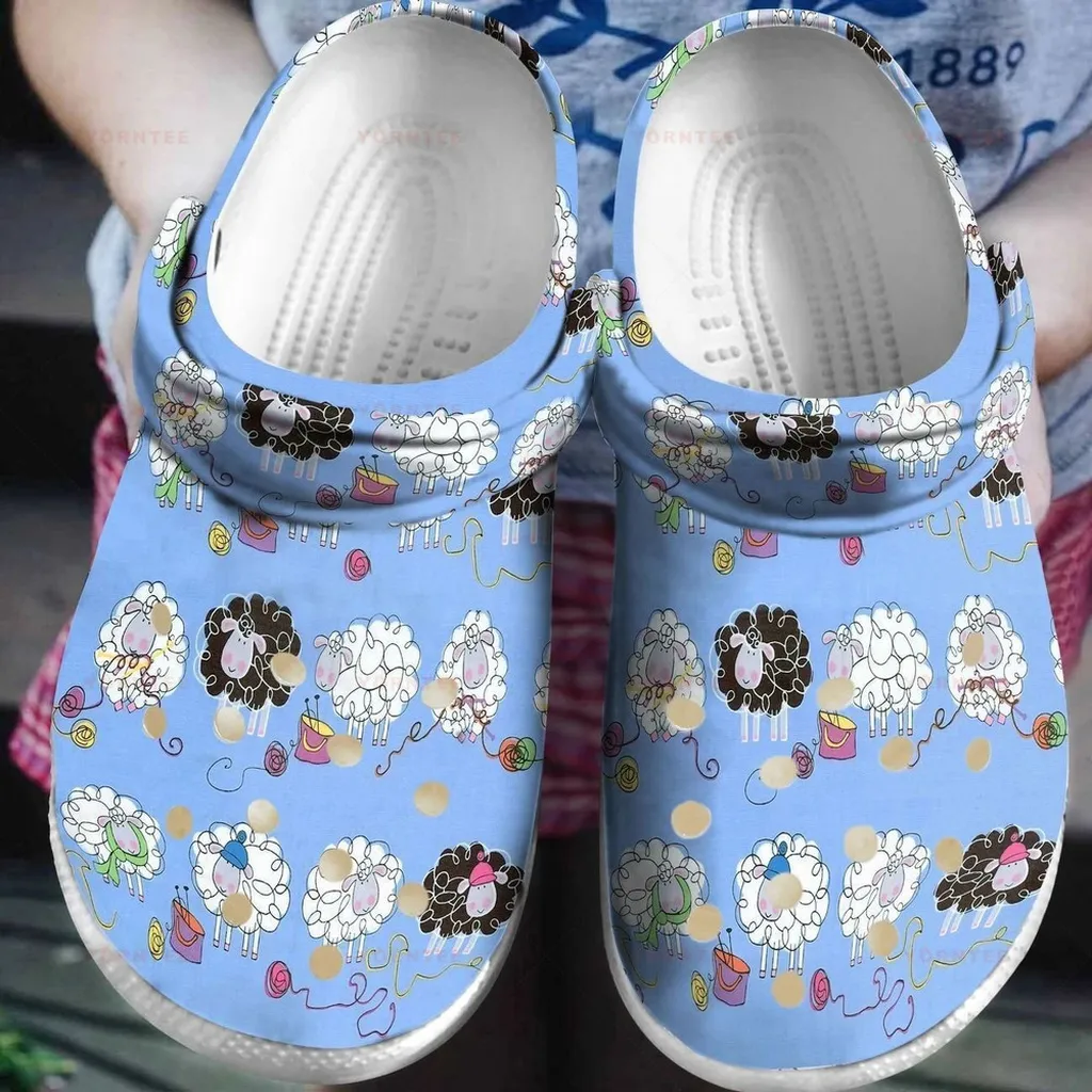 Cute Sheeps Knit 2 Gift For Lover Rubber Crocs Clog