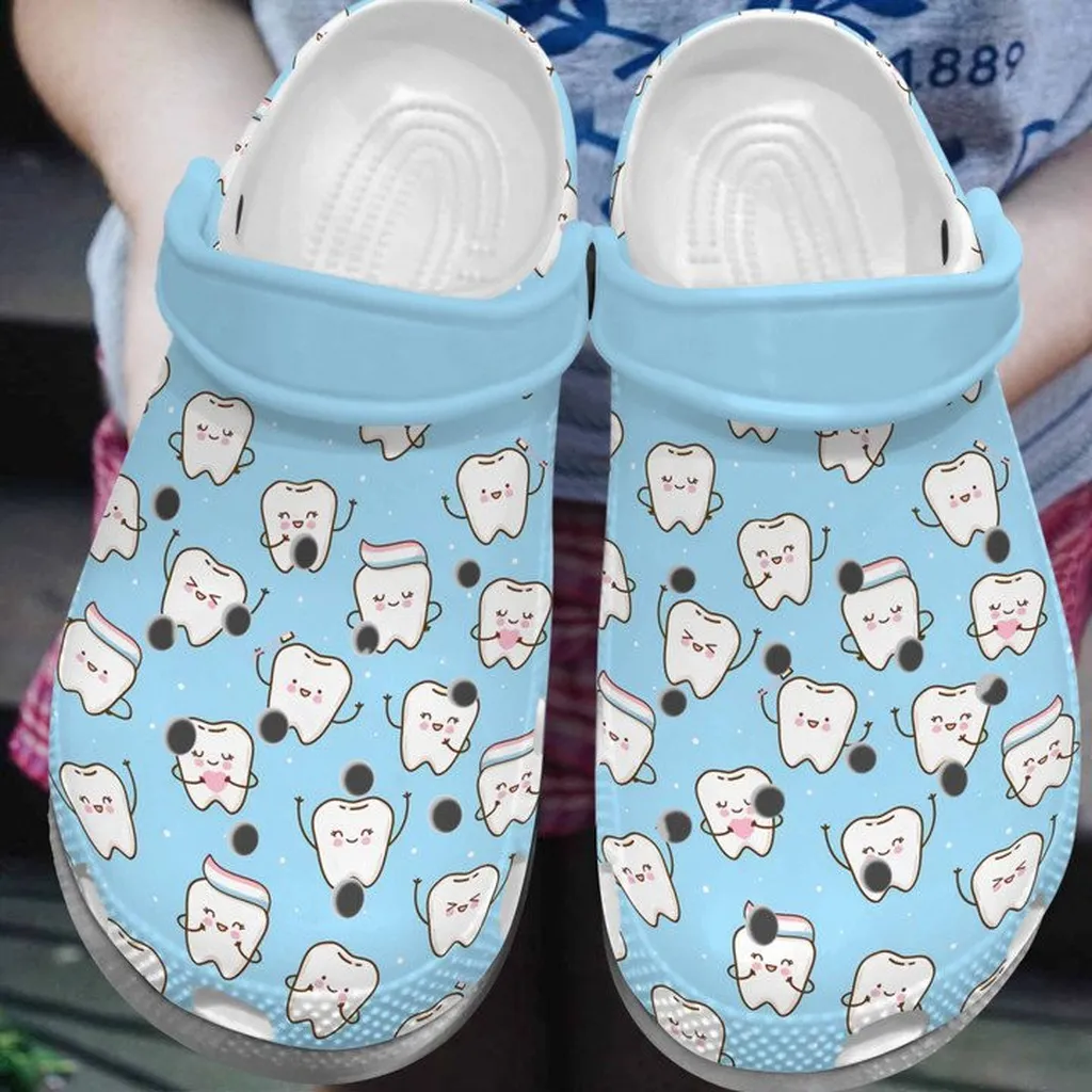 Cute Teeth Blue Shoe Dentist Crocs Clog