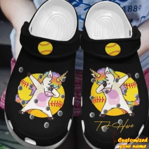 Cute Unicorn Softball Crocs Clog