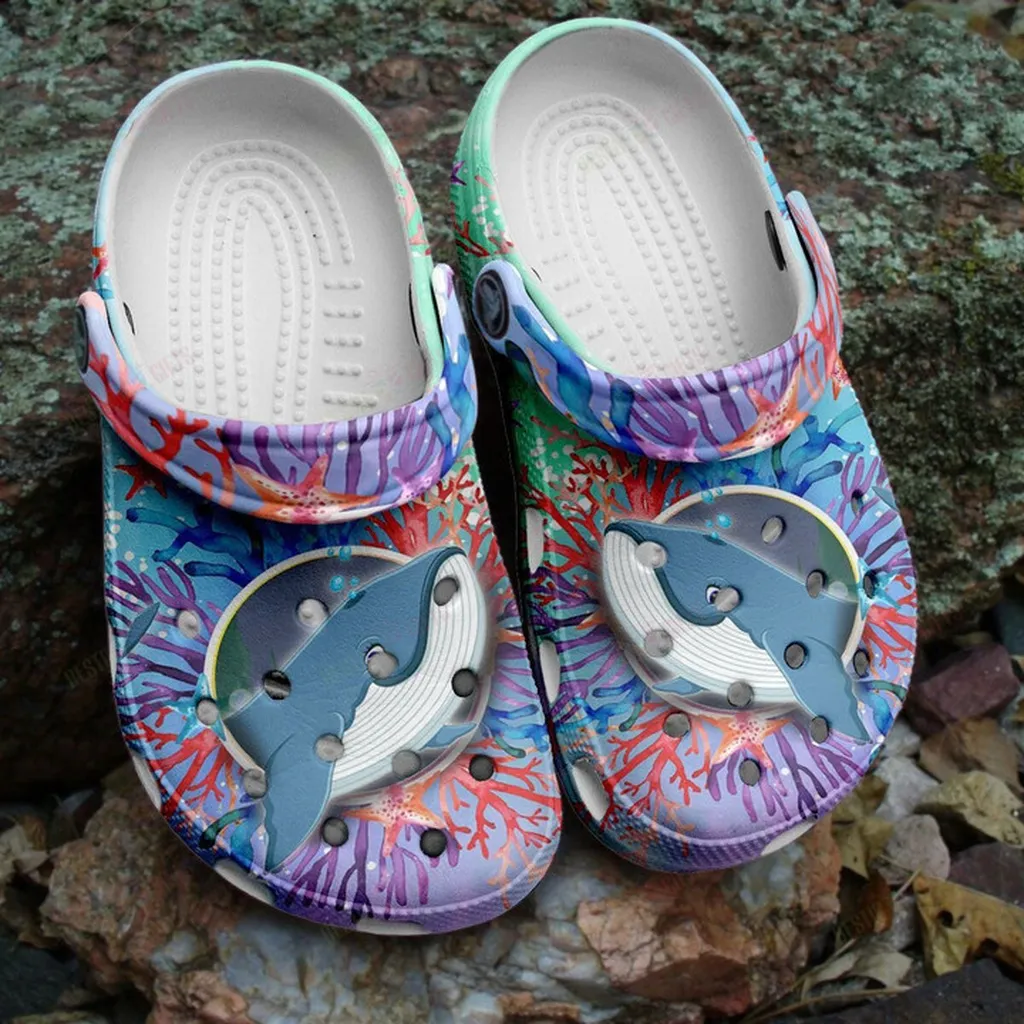 Cute Whale Cartoon Ocean Crocs Classic Clogs