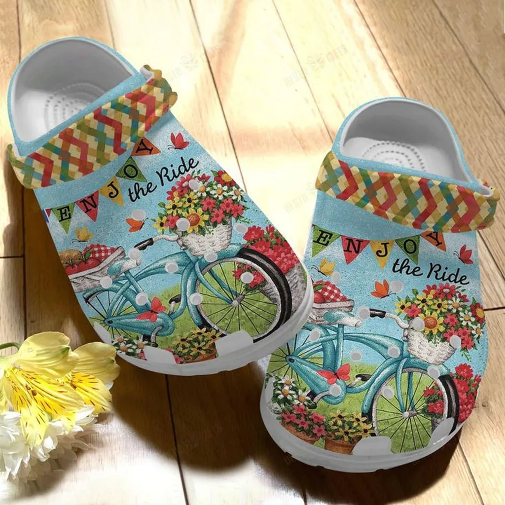 Cycling White Sole Enjoy The Ride Crocs, Personalized Crocs Classic Clogs