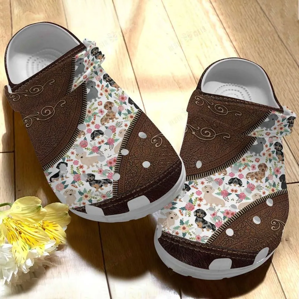 Dachshund Floral Crocs Classic Clogs