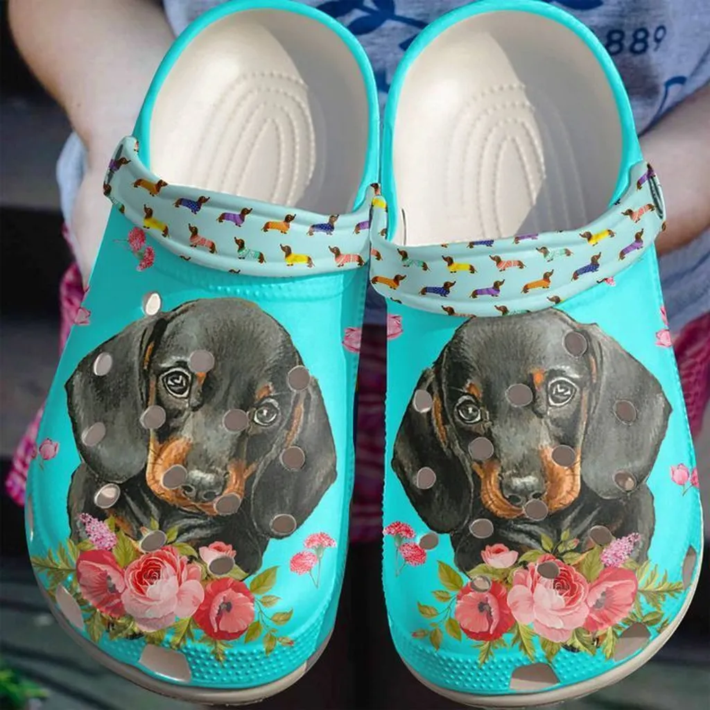 Dachshund Flower Crocs Clog