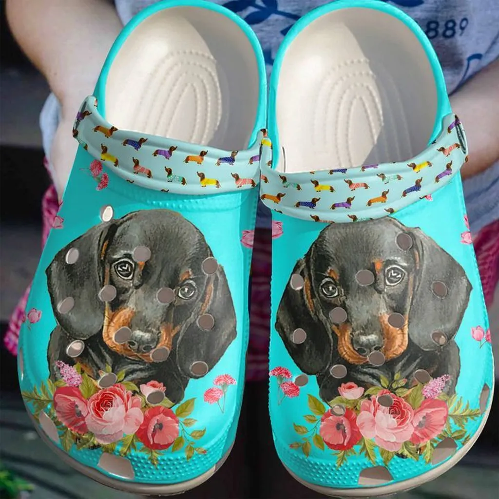 Dachshund Flower Crocs Crocband Clog Comfortable For Mens Womens Classic Clog Water