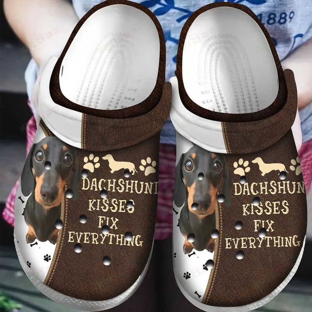 Dachshund Kisses Fix Everything Crocs, Personalized Crocs Classic Clogs