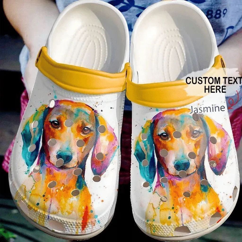 Dachshund Personalized Art Crocs Classic Clogs