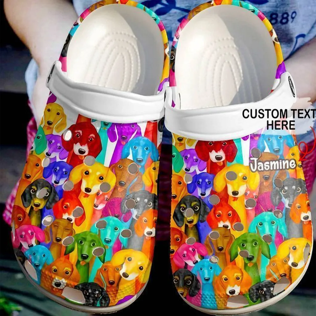 Dachshund Personalized Colorful Pattern Crocs Classic Clogs