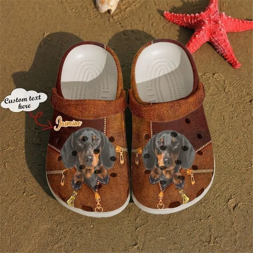 Dachshund Personalized Zipper Crocs Classic Clogs