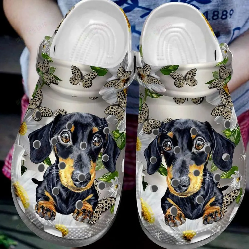 Dachshund Puppy Eyes Crocs, Personalized Crocs Classic Clogs