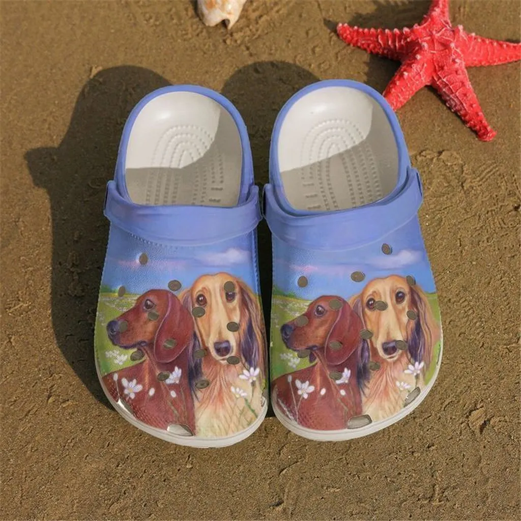 Dachshund With Floral Crocs Classic Clogs