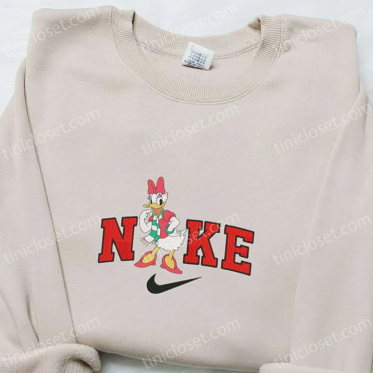 Daisy Duck Disney x Nike Christmas Embroidered Sweatshirt, Cartoon Christmas Embroidered Shirt, Best Christmas Gift Ideas